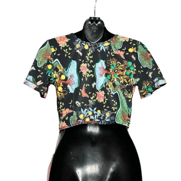 Free People HAH black floral butterfly tree tie swimsuit top size small NEW - Picture 9 of 9